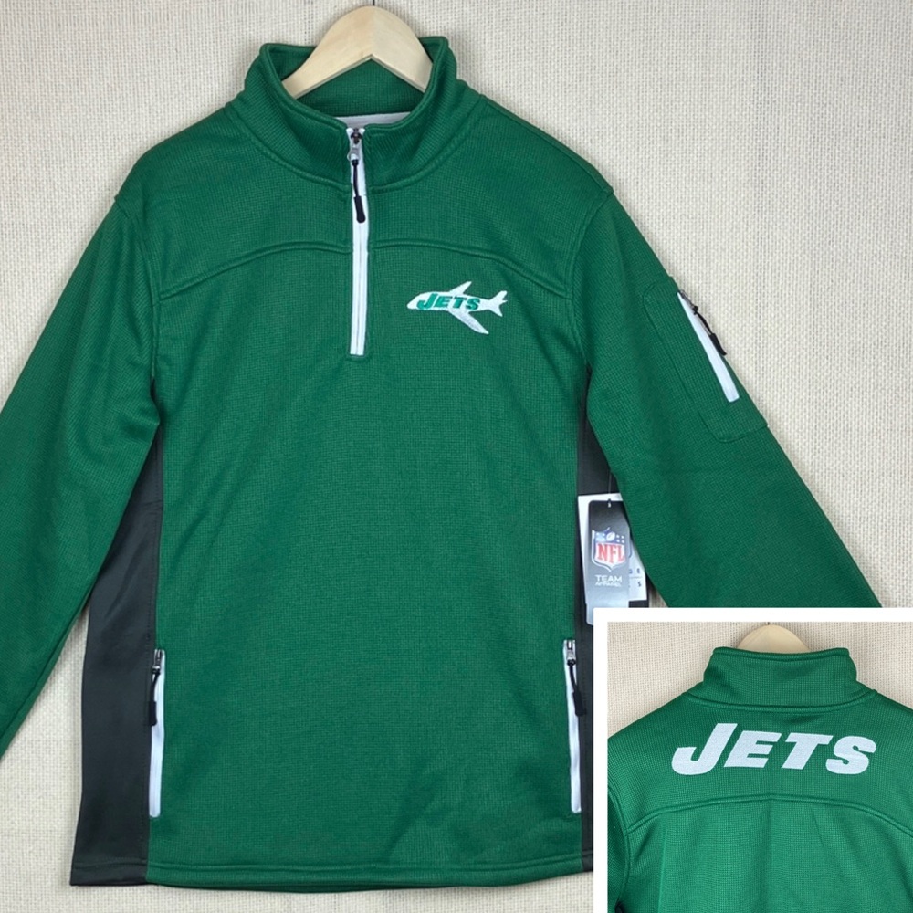 NFL NY Jets 1/4 Zip Waffle Sweatshirt Pullover Jacket NWT